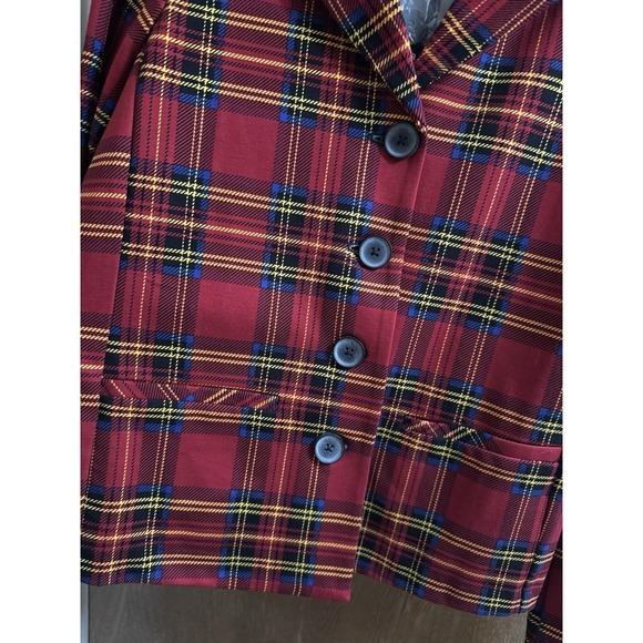 Torrid Betsey Johnson Blazer Women 00 Red Plaid Preppy Academia Jacket M/L *READ - Picture 5 of 12